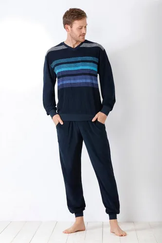 Hajo Schlafanzug Herren Schlafanzug mit Bündchen Klima-Frottee