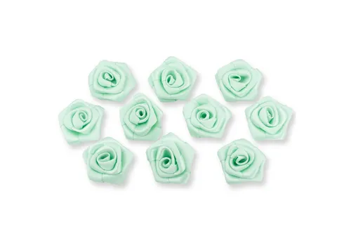Creativery Streudeko, Satinrosen 3cm zum Basteln & Aufnähen 10 Stück Mint