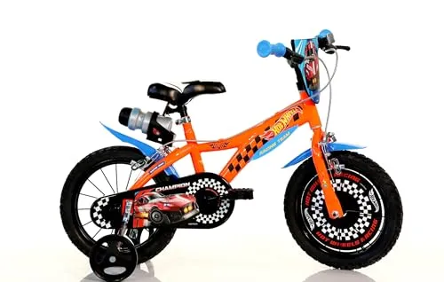 Dino Bikes 14'' Hot Wheels Fahrrad für Kinder - Kinderfahrrad mit 14 Zoll Laufrädern, ideal für 4-6 Jahre alte Kinder (95-115 cm). Ausgestattet mit Luftreifen, verstellbarem Sattel und Lenker sowie Sicherheitsbremsen für ein sicheres Fahrerlebnis.