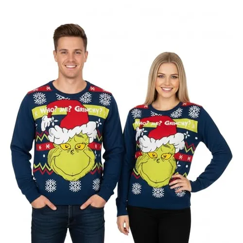 United Labels Der Grinch Weihnachtspullover für Herren und Damen, Blau