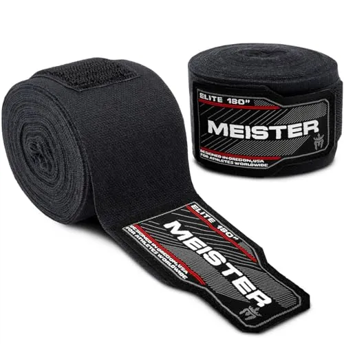 Meister Elite Premium Handbandagen für Erwachsene für MMA und Boxen, 457,2 cm, Schwarz