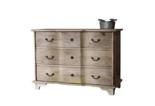 Baario ARZANO Kommode aus massivem Mangoholz - Stilvolle Kommode im Antik Design mit 3 Schubladen, ideal für Stauraum und ein warmes Ambiente in Ihrem Zuhause.