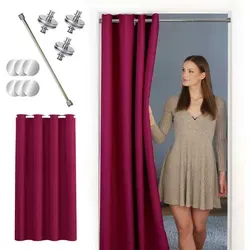 tinycurtains Türvorhang mit Teleskopstange in rot von tinycurtains