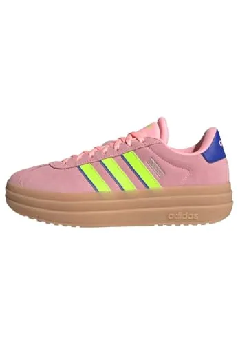adidas Damen Vl Court Bold Sneaker - EU 37 1/3, Pink Spark/Lucid Lemon/Lucid Blue, stylischer Leder-Sneaker mit normaler Passform und Schnürverschluss