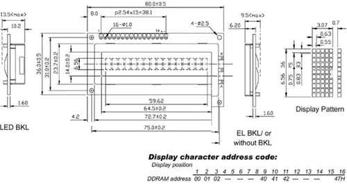 Any brand LCD 16X1 UNTENANSICHT REFLEKTIV