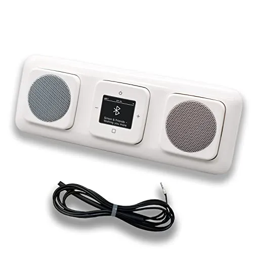 Busch Jäger DAB+ Unterputz Bluetooth Radio 8217U-101 Reflex Si alpinweiß mit 2 x Lautsprecher + 0,9 m EBROM Wurfantenne zur Empfangsoptimierung