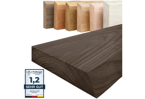 LAMO Manufaktur Wandregal Pure: ohne Montage Set 40 cm, Komplett-Set, 40mm stake Massivholzplatte