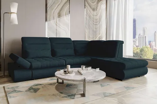 99rooms Ecksofa Dunkelblau, L-Form, 4-Sitzer, 279x227 cm - Modernes Ecksofa in Dunkelblau: stilvoll & funktional. Mit integrierter Schlaffunktion für zusätzlichen Komfort und Platz für entspannte Stunden im Wohnzimmer.