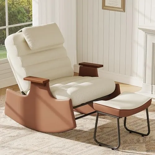 Beige Relaxstuhl mit Fußstütze und verstellbarer Rückenlehne