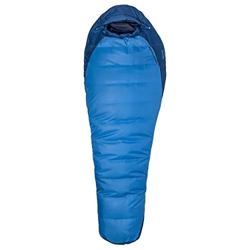 Marmot Trestles 15 Long, Mummy Sleeping Bag, extra Long, Light and warm 3 Seasons Sleeping Bag, Cobalt Blue/Blue Night, 198 cm