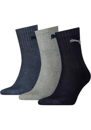 PUMA Sportsocken short crew (3-Paar) gepolsterte Frottee-Sohle, atmungsaktiv