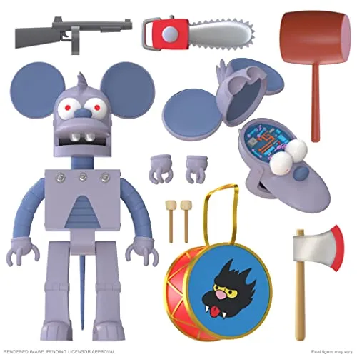 Die Simpsons Ultimates Actionfigur Robot Itchy 18 cm - Spielfigur von Robot Itchy aus der ́ ́Itchy & Scratchy Land ́ ́-Episode, 18 cm groß, voll beweglich und mit umfangreichem Zubehör für grenzenlosen Spielspaß!