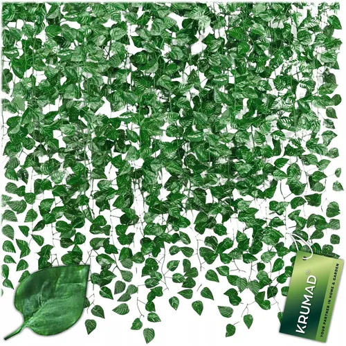 KRUMAD Efeu Girlande Künstlich 12 Stück 28 m Hellgrün Wetterfest UV Beständig