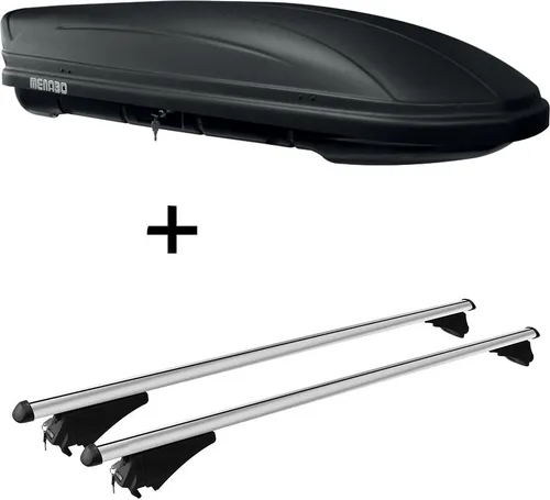 Dachbox MAA400L matt + Relingträger Tiger XL für Ford Mondeo Kombi - Gepäckträger mit 400 Litern Stauraum, ideal für lange Reisen; inklusive sicherer Zentralverriegelung und einfache Montage ohne Zusatzwerkzeug.