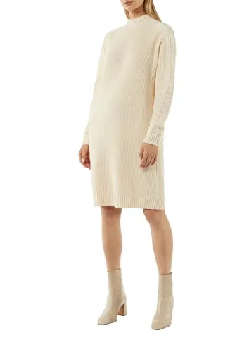 comma Minikleid Kleid mit Zopfmuster - Kurzes Strickkleid mit Zopfmuster am Ärmel, aus weichem Baumwollmix für optimalen Tragekomfort. Ideal für lässige und elegante Looks, ein vielseitiges Must-have für Ihre Garderobe.