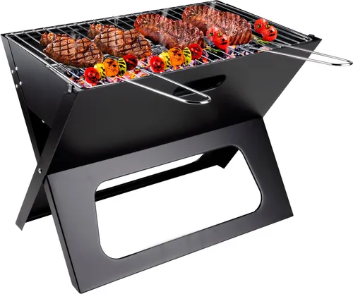 Faltbarer Holzkohlegrill 36,5x28x46 cm - Campinggrill aus robustem Metall, klappbar und tragbar – perfekt für Festivals und Outdoor-Aktivitäten.