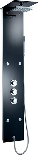 Edles Glas Duschpaneel mit Thermostat Schwarz