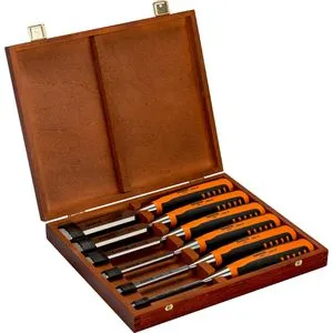 Bahco Stechbeitel 424P-S6-GER, 6-teiliges Set im Holzkasten