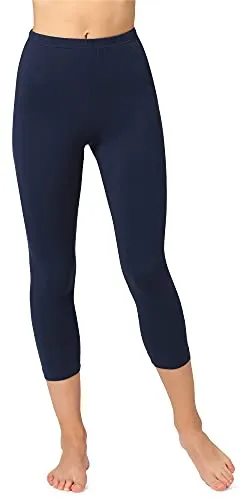 Bellivalini Damen 3/4 Leggings aus Baumwolle BLV50-156 (Marineblau, XL)