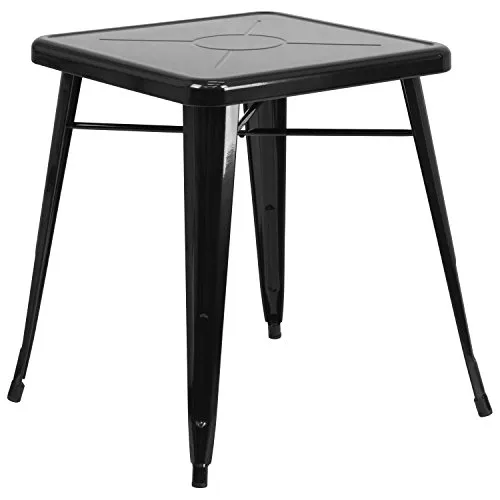 Flash Furniture Prince Gartentisch für drinnen und draußen, quadratisch, 60,3 cm, Schwarz