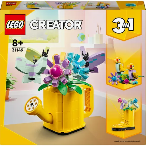 LEGO Creator 31149 Gießkanne mit Blumen - 3-in-1 Modell mit beweglichen Blütenblättern und fliegenden Schmetterlingen, ideal für kreative Kinder ab 8 Jahren
