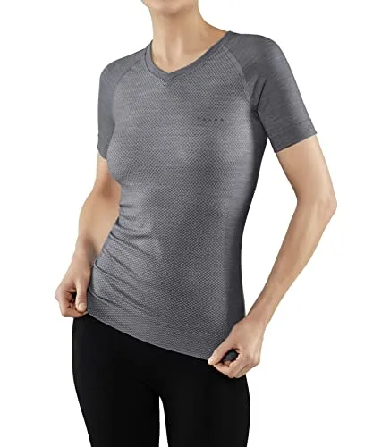 FALKE Damen Baselayer-Shirt Wool-Tech Light V Neck - Funktionsunterwäsche aus Merinowolle, schnelltrocknend und atmungsaktiv für optimalen Tragekomfort beim Sport, ideal für Wandern, Skifahren und Laufen.