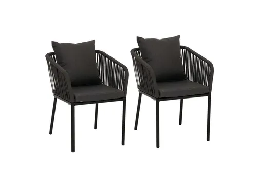 PROREGAL® Gartenstuhl 2x Gartenstuhl 75x55x55cm wetterfest Aluminium Rope Anthrazit