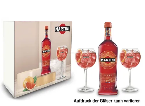 Martini Fiero Geschenkset Wermut 1L (14,4% Vol) + Martini Royale Ballon Cocktai