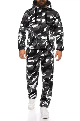 Finchman Finchsuit 1 Herren Jogging Anzug, Camo Grau, S - Streatwear Trainingsanzug für Herren, aus atmungsaktiver Baumwolle für höchsten Tragekomfort und vielseitigen Einsatz – ideal für Sport und entspannte Abende.