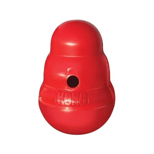 KONG Wobbler - Interaktives Hundespielzeug für gesunde Ernährung - Kauspielzeug für Hunde: Fördert langsames Fressen und regt natürliche Instinkte an. Ideal für mittelgroße und große Hunde, um Bewegung und geistige Stimulation zu gewährleisten.