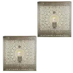 Marrakesch Wandleuchte 2er Set Yakin Silber - Orientalische Wandlampe aus handgefertigtem Metall, sorgt für ein faszinierendes Lichtspiel und schafft eine gemütliche Atmosphäre in jedem Raum.