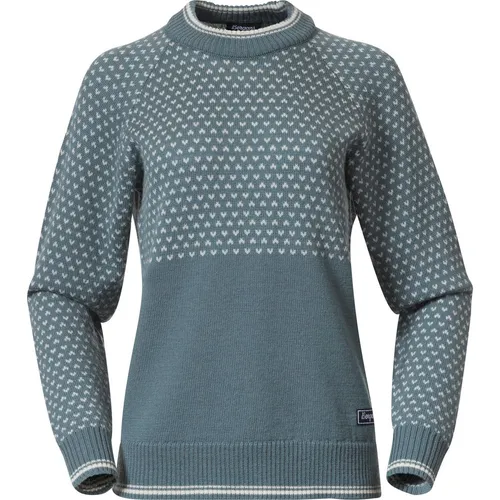 Bergans Damen Alvdal Wool Pullover, Grey sage-Vanilla White, S - Pullover für Damen, aus hochwertiger Merinowolle für optimale Wärme und Atmungsaktivität, ideal für Outdoor-Aktivitäten und kühle Tage.