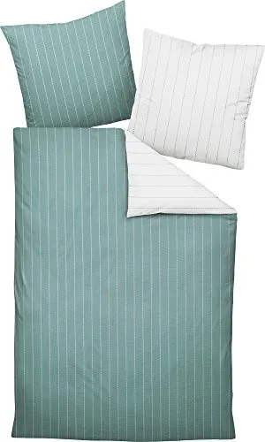 Janine Bettwäsche Mako-Soft-Seersucker Set TANGO grün 155x220, 80x80 - Bettwäsche-Set aus hochwertiger 100% Baumwolle, trocknergeeignet und pflegeleicht. Genießen Sie erholsame Nächte in kuschelig weicher Bettwäsche mit modernem Design.