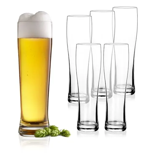 Spetebo Weizenbierglas klar 6er Set - 300 ml - Bierglas 0,3 Liter spülmaschinenfest - Glas für Weizenbier Weißbier Hefeweizen Weißbierglas Weizenbierseidel