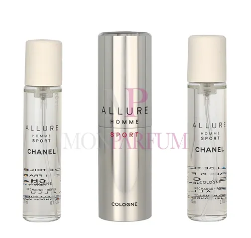 Chanel Allure Homme Sport Geschenkset - Geschenkbox für Herren mit Eau de Toilette Twist and Spray (3 x 20ml) und 2x Nachfüllungen – ideal für unterwegs und für den sportlichen Mann.
