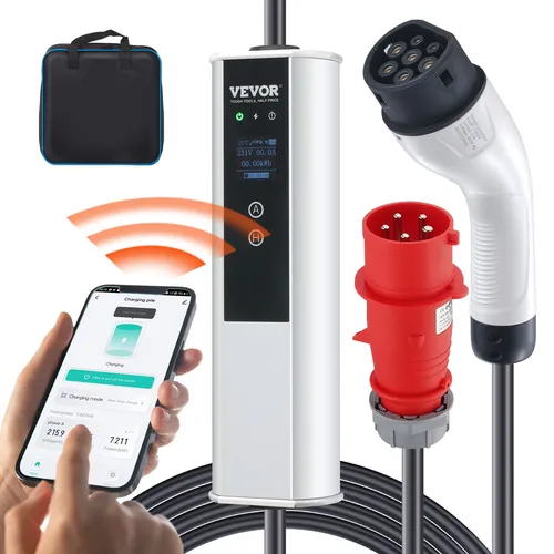 VEVOR Typ2 EV Ladekabel 32A 7,4kW/22kW - Wallbox mit 7,5m Kabel, APP-Steuerung und IP66 Schutz – ideal für schnelles und sicheres Laden von Elektrofahrzeugen.