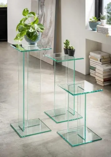 Paroli Blumentisch - Blumenhocker mit ESG Sicherheitsglas, schlagfest und belastbar bis 10 kg, ideal für stilvolle Pflanzenpräsentation und sofort einsatzbereit.