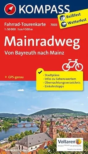 Mainradweg, Von Bayreuth nach Mainz 1 : 50 000: Fahrrad-Tourenkarte. GPS-genau. 1:50000. (KOMPASS-Fahrrad-Tourenkarten, Band 7003)
