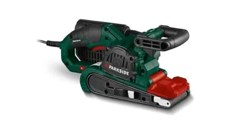 PARKSIDE® Bandschleifer Dragster PBSD 600 B1 - Schleifmaschine mit 600W für schnellen Materialabtrag, ideal für große Flächen. Integrierte Absaugfunktion und werkzeugloser Bandwechsel für einfaches Arbeiten.