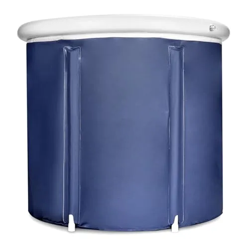 QWORK® Faltbare Badewanne für Dusche 75x80 cm Schwarz, Aufblasbare Freistehend Badewanne für Erwachsene Kinder Eisbaden Salzbad Basenbad