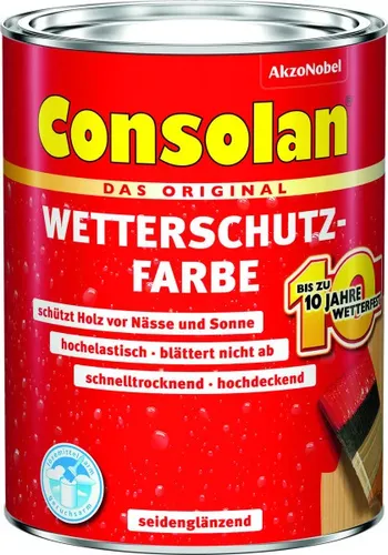 Consolan Wetterschutzfarbe 2,5 L schwarz - Hochwertige Holzschutzfarbe für außen, bietet langanhaltenden Schutz vor Witterungseinflüssen und UV-Strahlen.