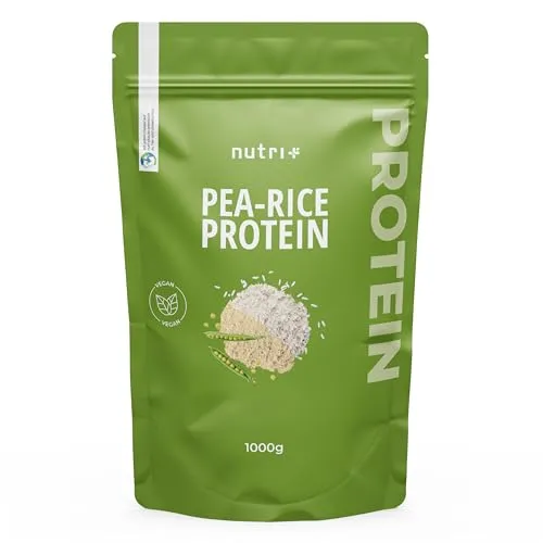 Nutri + Erbsenprotein + Reisprotein Neutral 1 kg - Veganes Eiweißpulver ohne Soja, Zucker, Laktose und Süßstoff, Sucralose - Natural Protein 1000 g
