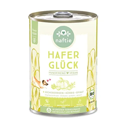 naftie veganes Hundefutter Bio Hafer Glück - Nassfutter Menü mit Kichererbsen - purinarm - Diät-Futter - 400g