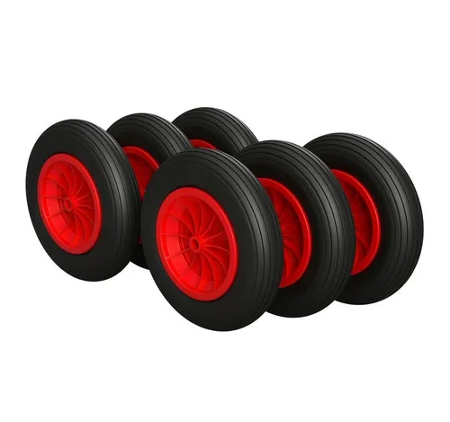 SUPROD Ersatzrad PU Rad Ø 350 mm 3.50-8 Gleitlager Schubkarrenrad Reifen PANNENSICHER (6 St)