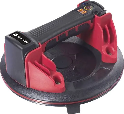 TOOLCRAFT TO-10182513 Akku-Saugheber – Tragkraft 168 kg - Werkstattausrüstung-Zubehör mit starkem Saugheber für zuverlässige Vakuumbildung, ideal für den Transport schwerer Lasten.