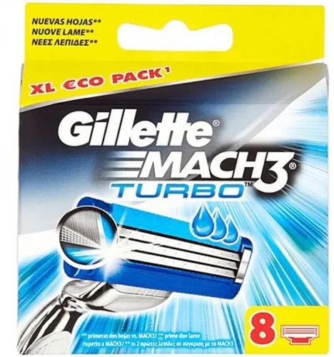 Produktbild GILLETTE MACH3 TURBO (XL Eco-Pack) RASIERKLINGEN 8 STÜCK NEU