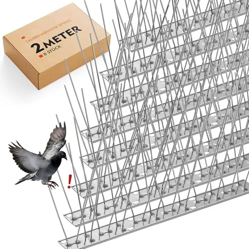 Taubenabwehr Spikes 2M, Taubenschreck aus Hochwertigem, Korrosionsbeständigem Edelstahl, Taubenschutz für Balkon, Dachgärten Oder Sichtschutzwände 8 Stück