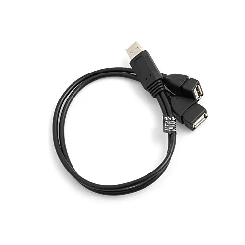 SYSTEM-S Y- Kabel USB Typ A Stecker zu 2 x USB Typ A Buchse Y-Splitter Ladekabel Adapter