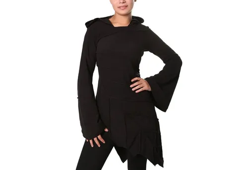 KUNST UND MAGIE Minikleid Kunst und Magie Fleecekleid in Blattform Fleece+Zipfelkapuze Fairy