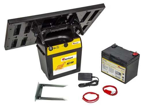 horizont 12 V Solar-Weidezaungerät mit Akku - ranger® AS180 - Zuverlässiges Solar-Weidezaungerät mit optimierter Akkulaufzeit und Tiefentladeschutz. Ideal für abgelegene Weideflächen bis 14 km. Komplett mit Zubehör für sofortigen Einsatz.